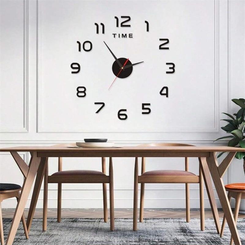 2pcs/set Modern Design Large Wall Clock, DIY Quartz Clocks Acrylic Mirror Stickers, Horloge Clocks for Home Living Room Decor