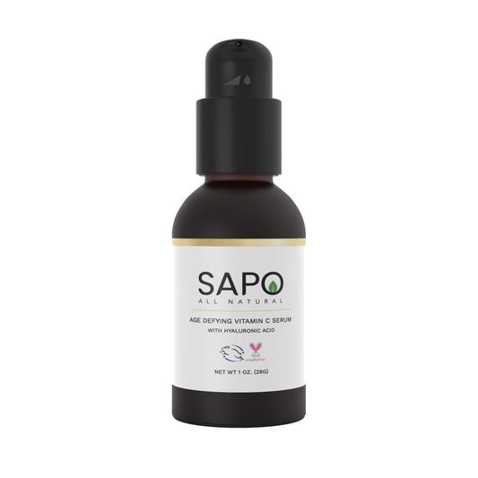 Sapo All Natural Vitamin C Serum with Hyaluronic Acid, Chamomile Flower Extracts and Citrus Oil - A Hydrating and Nourishing Vegan Skincare Product that is Soothing and Brings Moisture to your Skin for a Radiant Glow - User before Moisturizer or Cream