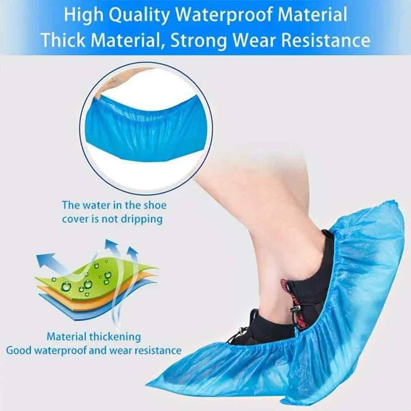 100pcs Disposable Shoe Cover, Non-slip Waterproof Dustproof Elastic Shoe Cover, Disposable Plastic Shoe Cover For Outddoor