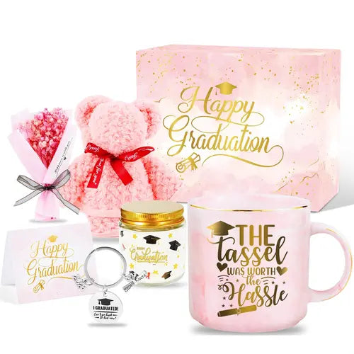 Graduation Gifts for Her Girls 2024 with Graduation Coffee Mug, Keychain Scented Candle Bear Flurry Towels for Senior College Graduation Gifts for Her Daughter Granddaughter Best Friends