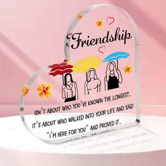 Heart Shaped Acrylic Plaque, Girls & Letter Pattern Acrylic Ornament, Friendship Gift for Friend, Home Decor for Living Room Bedroom