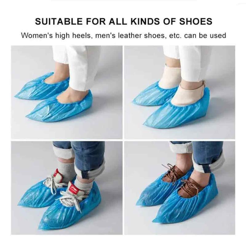 100pcs Disposable Shoe Cover, Non-slip Waterproof Dustproof Elastic Shoe Cover, Disposable Plastic Shoe Cover For Outddoor