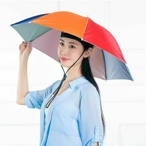 69 Diameter Hat Umbrella with Fixed Rope, Large Hat with Sunscreen Umbrella Hat, Head Wearing Sunshade Hat, Fishing and Tea Picking for Agriculture, Head Umbrella (Color: Watermelon UV Resistant Umbrella Hat)