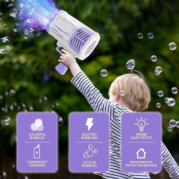 Bubble Machine with 69 Holes and Colorful Lights Bubble Maker Machine,  Summer Outdoor Toys, Wedding Party Props, Birthday Gifts, Bubble Machines to Bring Happy Time to Kids.