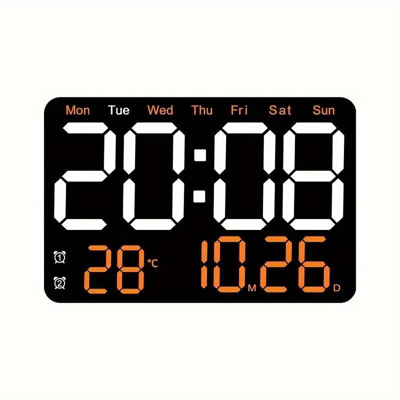 Short LED Display Clock, 12/24 Hour Digital Intelligent Large Screen Clock, with Temperature Week & Calendar Remote Control, Summer for Gift [without Battery]