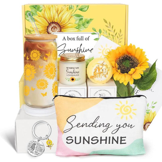 Birthday Gifts for Women, Get Well Soon Gifts Sending Sunshine Sunflower Gift Baskets Self Care Gifts for Women  Friends Bestie Sister Mom Female