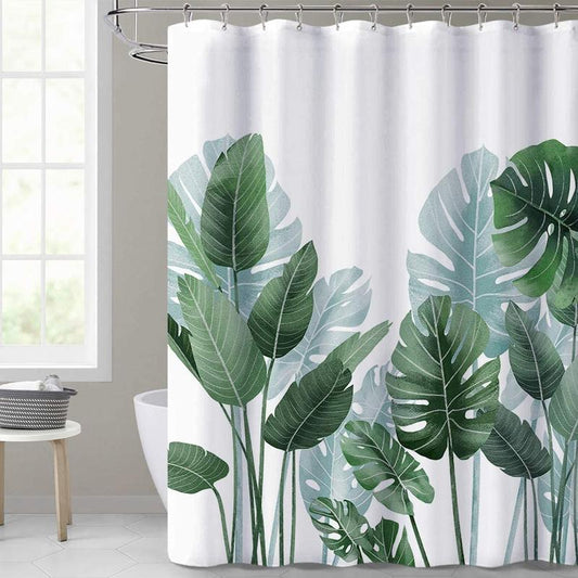 Shower Curtains for Bathroom - Tropical Leaves Plant on White Background Odorless Curtain for Bathroom Showers and Bathtubs, 72 x 72 inches Long, Hooks Included Metal Waterproof everythingshowersproducts