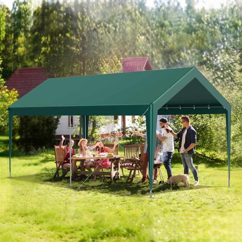 LITTLE HAPPY HOME 12x20FT Premium Heavy-Duty Carport, Versatile Portable Auto Shelter & Boat Cover, UV-Proof & Waterproof Canopy with Enhanced Wind Stability£¨Green£©