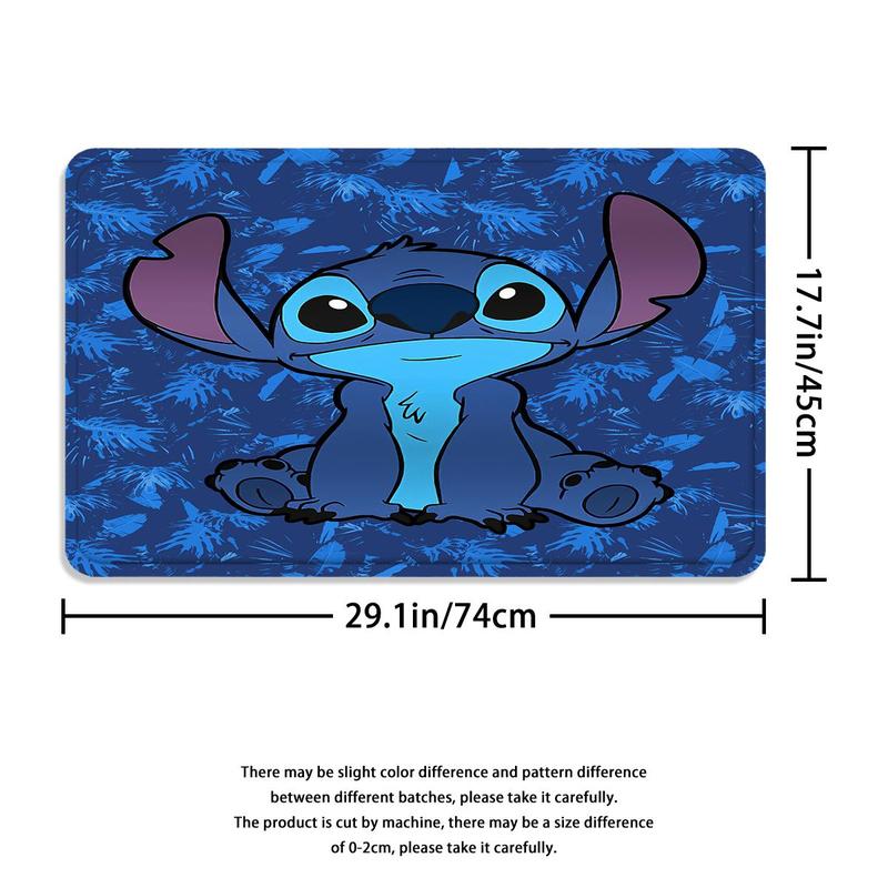 Cartoon Stitch Character Pattern Bathroom Accessories, 1 Count Shower Curtain with Hook Or 4 Counts Shower Curtain & Bath Mat Set, Halloween Decor Bathroom Decor, Bathroom Gadgets 2024, Fall Decor