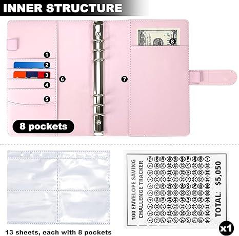 [Only $8.99 Free Shipping]KKC 100 Envelope Save Challenge Binder, Easy And Fun Way To Save $5,050, Budget Binder With Cash Envelope, Save Money Challenge Binder, Budget Planner Book, Office Desktop Accessories, Campus Notebook, Gift For Classmates