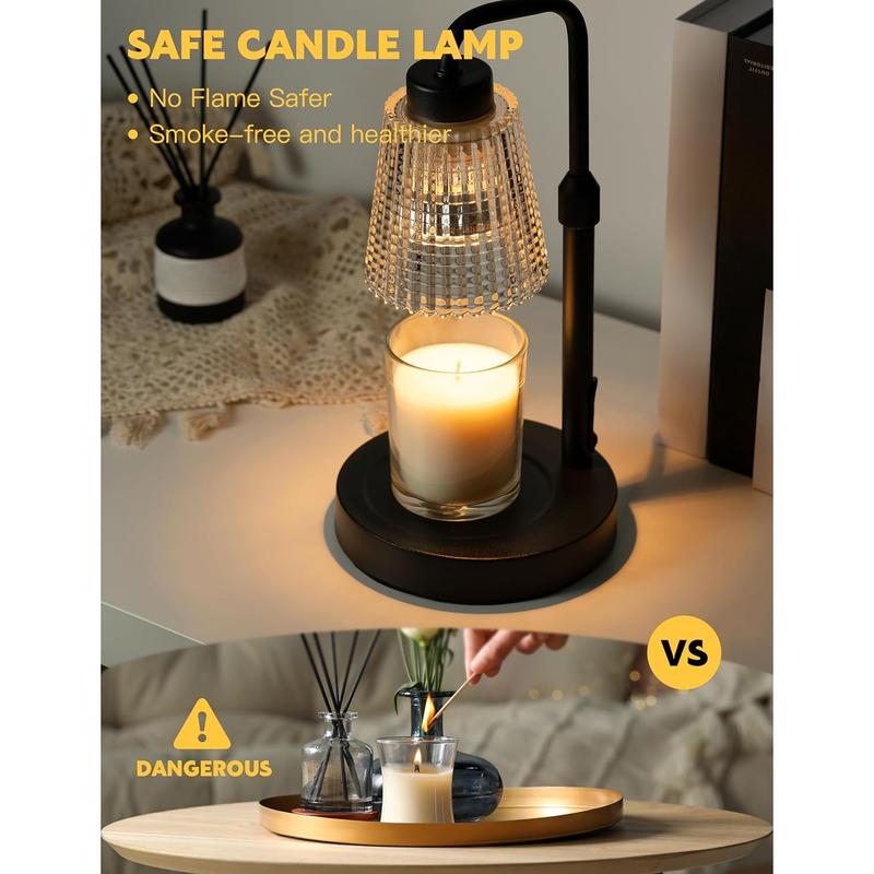 Candle Warmer Lamp, Dimmable Candle Warmer with Adjustable Height, Timer, Bedroom Living Room Home Decor Wax Melting Warmer for Jar Candles, includes 2 Bulbs