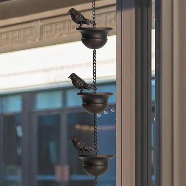 Mobile Birds on Cups Rain Chain