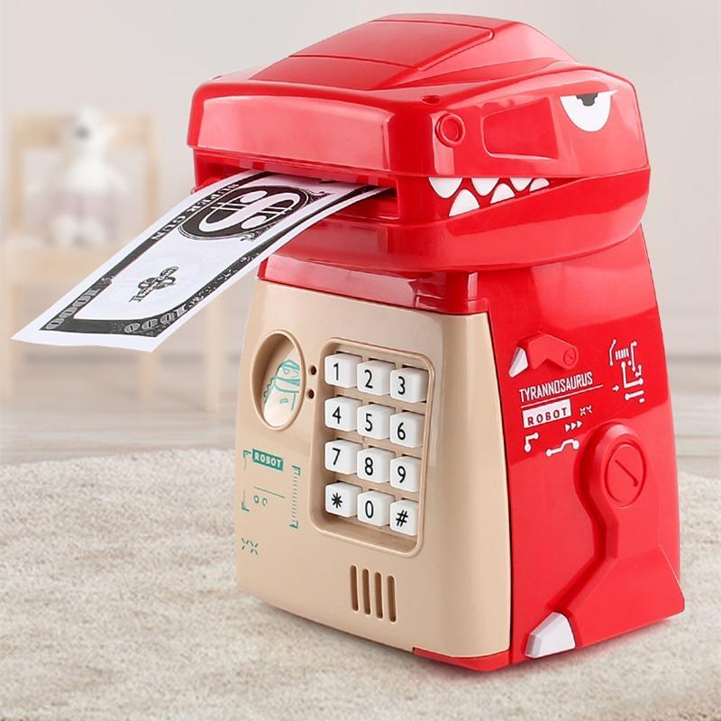 Dinosaur Design Money Box with Music & Fingerprint Password Lock (1 Set), Cute Money Case with 5 Voice Modes, Novelty Toys for Gifts