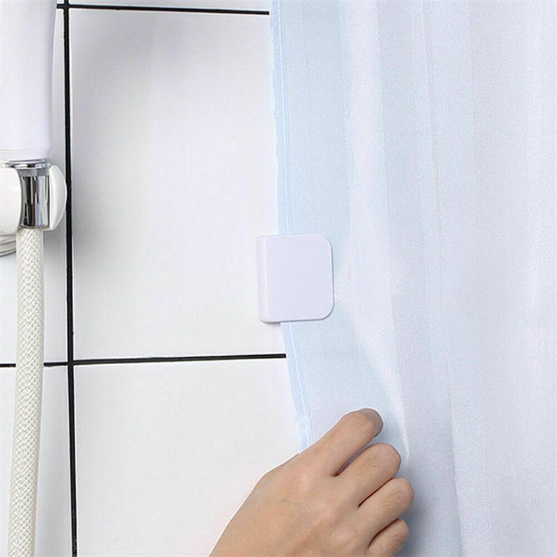 Solid Color Mini Self Adhesive Shower Curtain Fixed Clip, 2 Counts/set Portable Mini Durable Multi-function Shower Curtain Fixing Clip, Bathroom Accessories, Bathroom Supplies