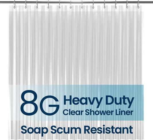 Bathroom Shower Curtain Liner - Waterproof Plastic Shower Curtain Premium PEVA Non-Toxic Shower Liner with Rust Proof Grommets