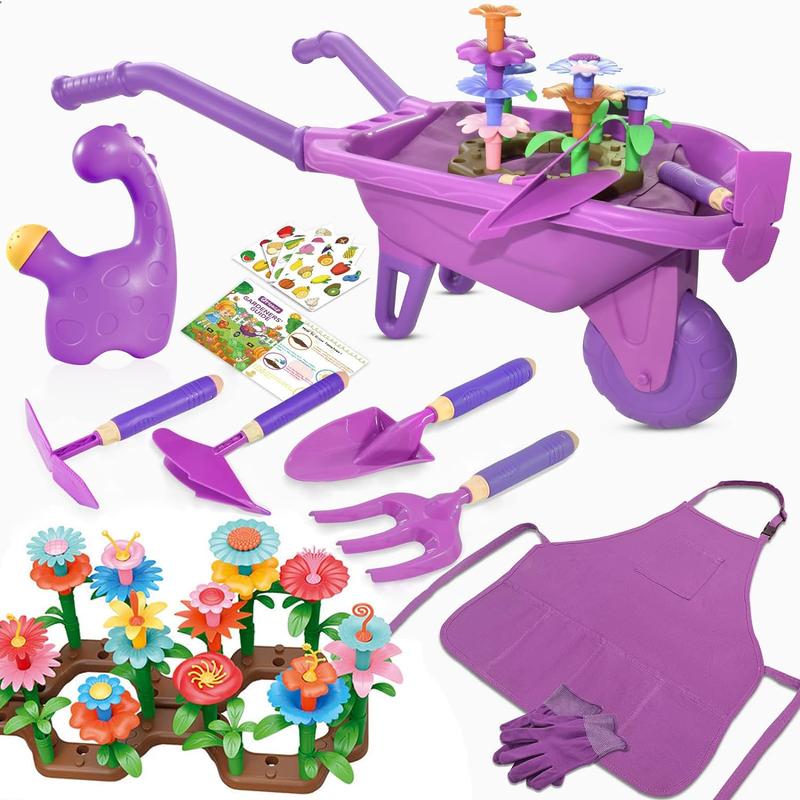 Qtioucp 16Pcs Kids Gardening Tools Outdoor Toys Set Backyard Play with 93 PCS DIY Kids Flower