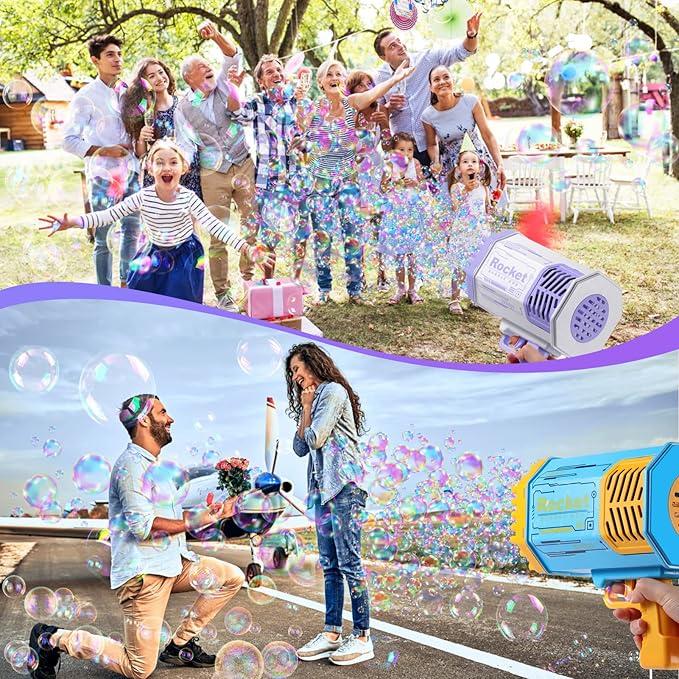 Bubble Machine with 69 Holes and Colorful Lights Bubble Maker Machine,  Summer Outdoor Toys, Wedding Party Props, Birthday Gifts, Bubble Machines to Bring Happy Time to Kids.