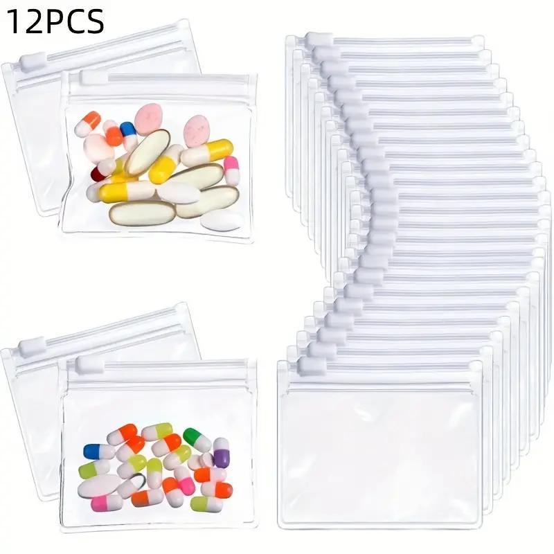 Sewing Accessories Storage Pouch, 12pcs/set Summer Mini Reusable Clear Travel Medicine Organizer Storage Pouches with Slide Lock,?Room Accessories