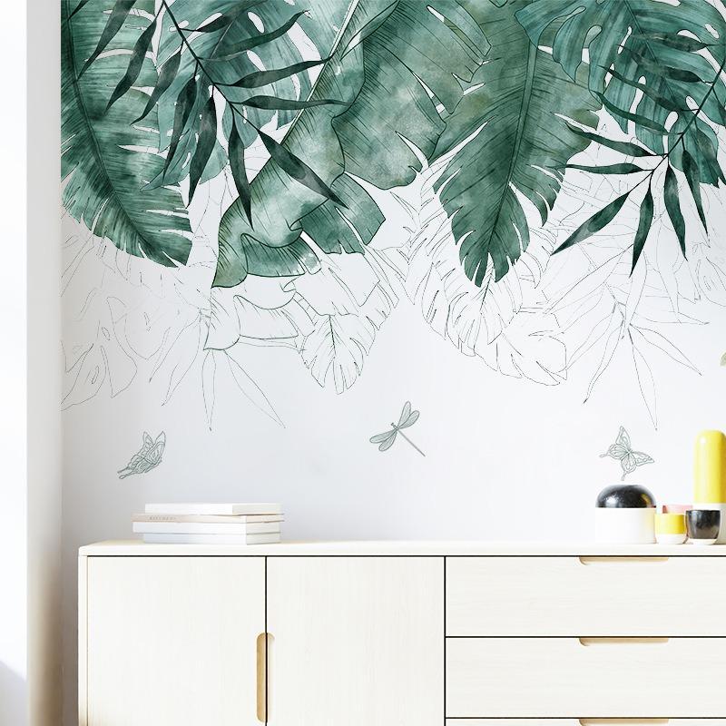 Tropical Leaf Pattern Wall Sticker, 1 Piece Creative Spring Home Decor Self Adhesive Wall Decor, Modern Sticker for Home Living Room Bedroom Decor