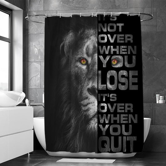 Lion & Letter Pattern Shower Curtain, Waterproof Shower Curtain with 12pcs Hooks, Decorative Bathroom Supplies for Home & Hotel