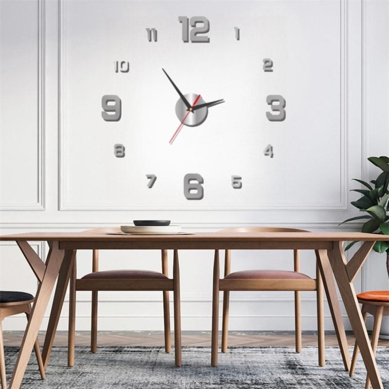 Wall Mounted Clock, DIY Frameless Wall Clock, Modern Design Wall Clock for Home Living Room Bedroom Decor [Battery Required, without Battery]