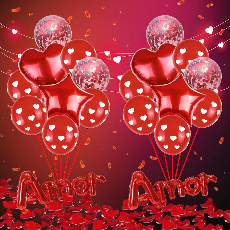 Romantic Valentine's Day Decor, 21pcs Valentine's Day Balloon Set, Letter & Heart Balloon Set, Exquisite Balloon Decoration For Weddings & Parties, Super Bowl Party Decor Supplies, Mean Girls Decorations