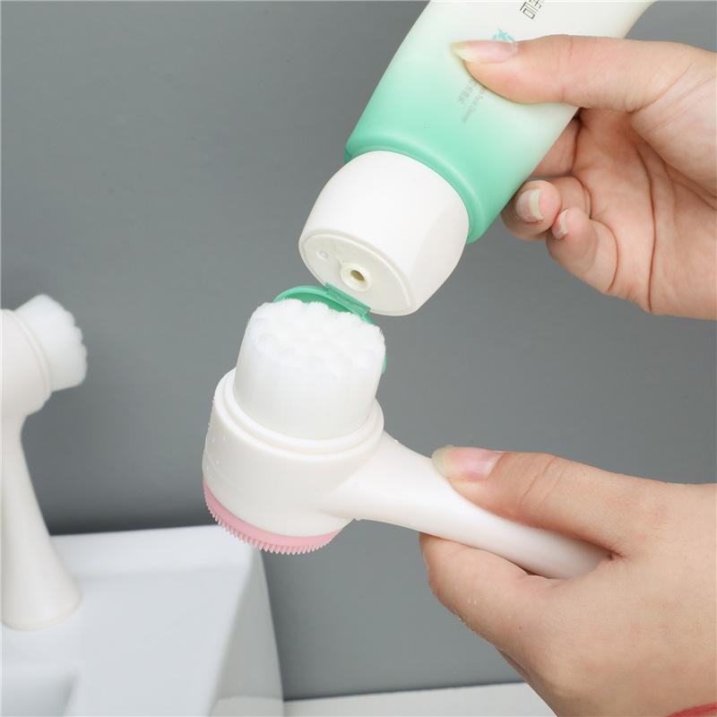 Double-sided Silicone Facial Cleansing Brush, 3pcs/set Manual Face Scrubber, Professional Skincare Tool for Daily Use