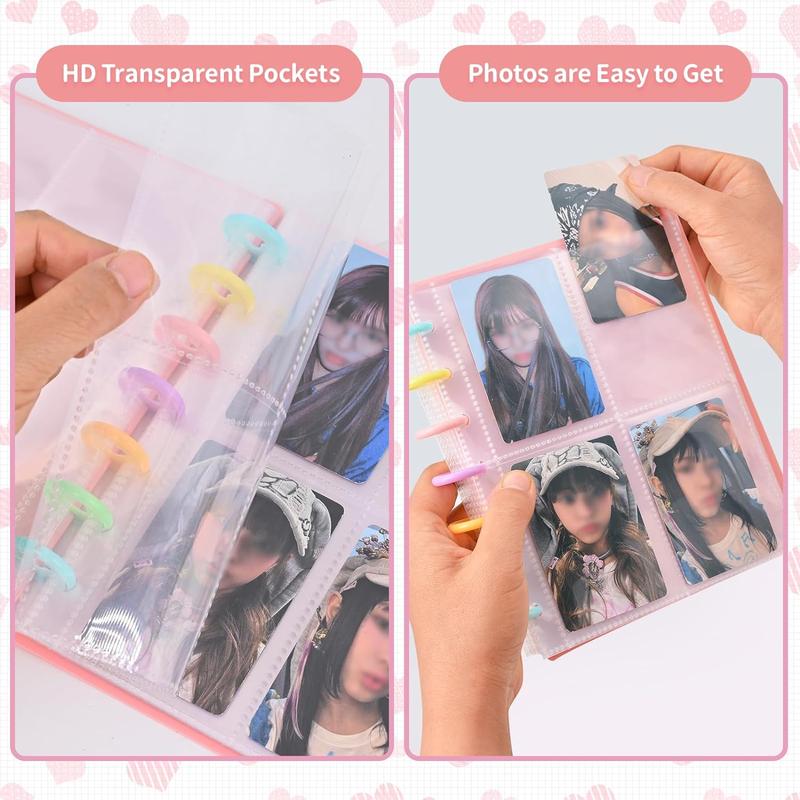 3 Inch Photocard Holder Book Sleeves with 30Pcs Inner Pages A5 Idol Business Card Collect 2¡Á3 Photo Album, Pink mixbook photobook