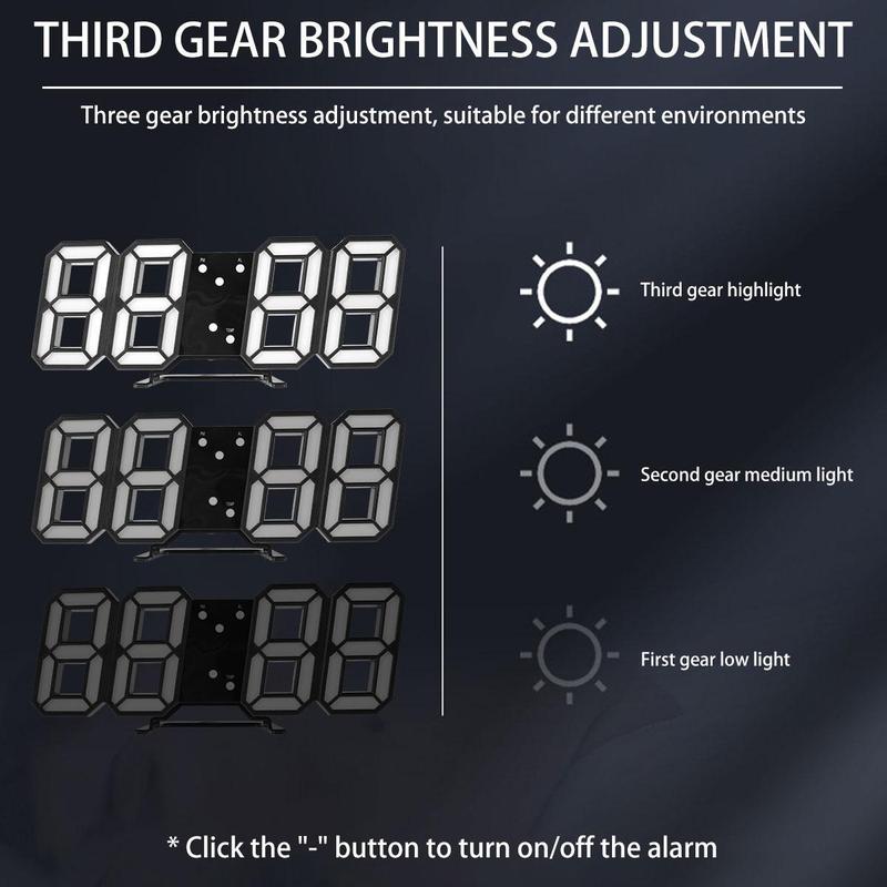 3D LED Clock Digital Alarm Clock Usb Charging Humidity Clocks with 3 Auto Adjust Brightness Levels Electronic Desk Clock for Warehouse Office Home Living Room with 12/24 Hour Display Nightlight Temperature Display Birthday Gifts