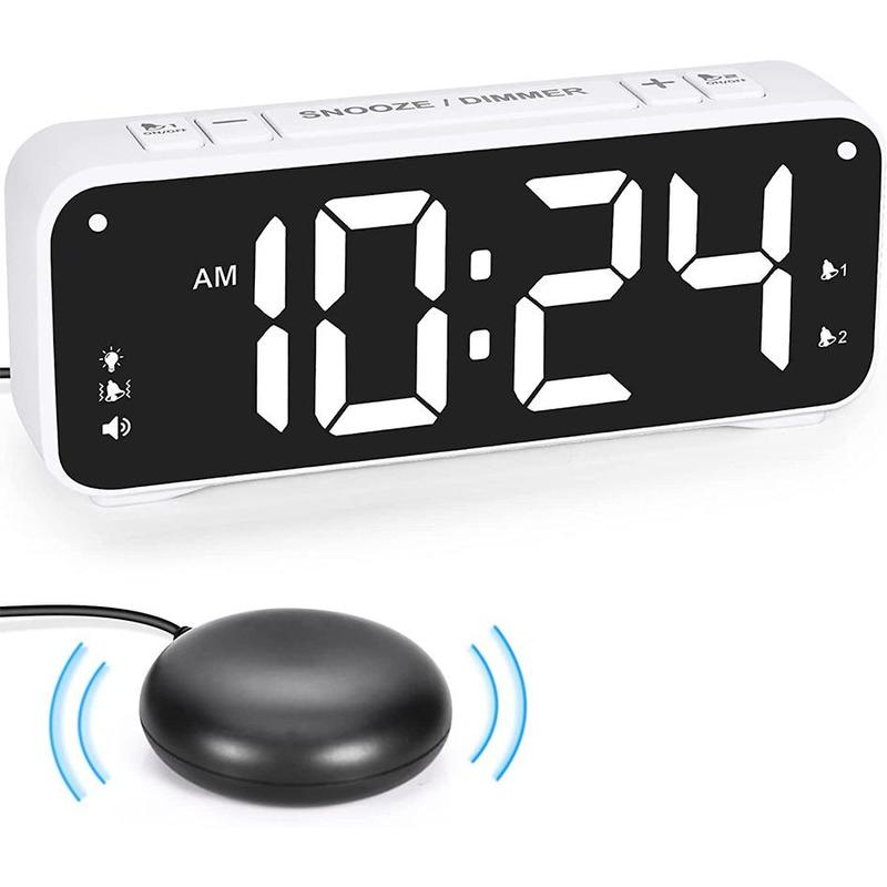 6.5 Inch Led Digital Vibrating Alarm Clock, 1 Count Usb Large Display Digital Clock with 4 Modes, Bed Shaker Alarm Clock for Home Use