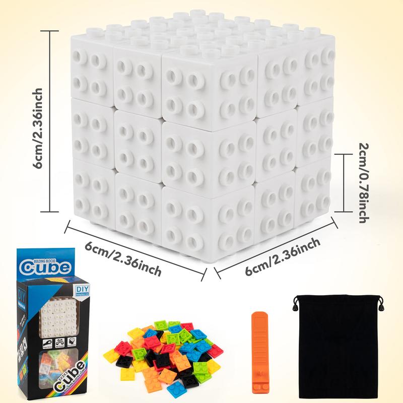 D-FantiX Building Brick Blocks 3x3x3 Speed Cube Toy, Build-On Brick 3D Magic Cube, Handheld Brain Teaser Puzzles Gift Ideas, Puzzle Building Cube Game,Educational toys for boys and girls rubixcubegame