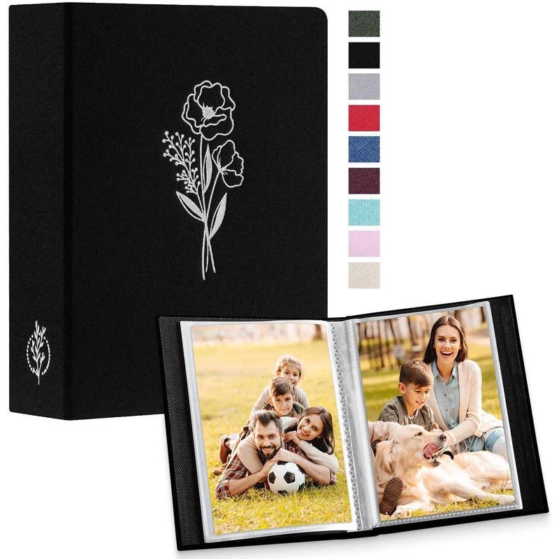 Photo Album 4x6 50 Pictures 2 Packs, Small Mini Capacity Linen Photo Book Sets, Each Pack Holds 100 Top Loader Vertical Only Picture for Boy Girls Black