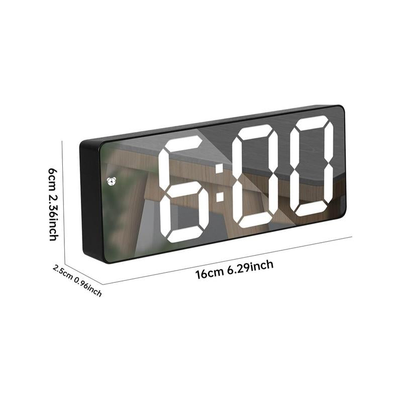 Back to School Season LED Electronic Alarm Clock without Battery, LED Lights Modern Simple Mirror Clock, Desk Clock for Home Office