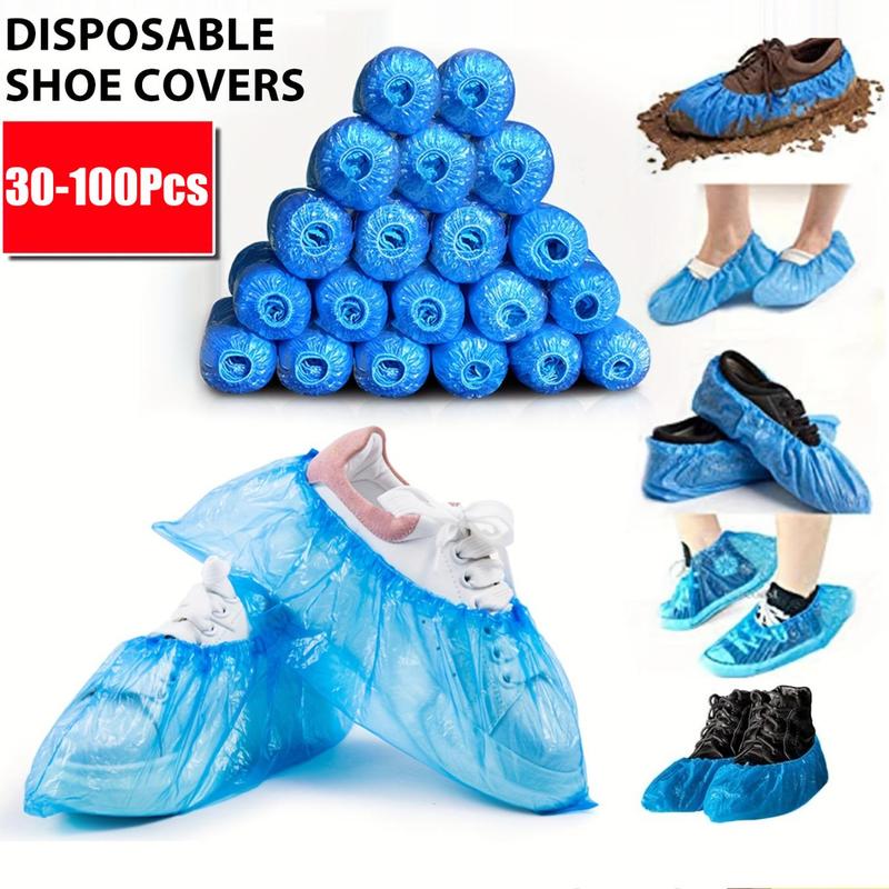 Disposable Plastic Shoe Cover, 30/60/100pcs Outdoor Rain Over Shoe Cover, Waterproof Durable Shoe Cover for Indoor Outdoor Cycling