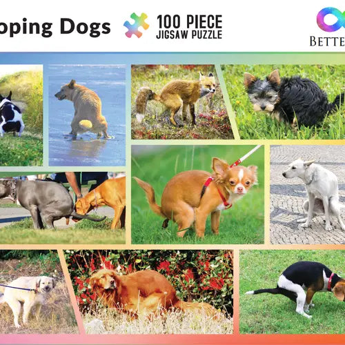 Pooping Dogs 100 Piece Puzzles for Kids - Pooping Puppies Jigsaw Puzzles, Funny Gift Pooping Dog Puzzle for Dog Lovers & Puppy Owners, Large Pieces