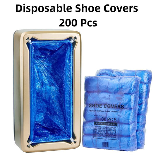 Disposable shoe covers (for shoe cover machines only) 200 packs (100 pairs) with T-buckle anti slip shoe covers, suitable for homes, offices, factory cleanrooms, hospitals, shops, and other public places Waterproof