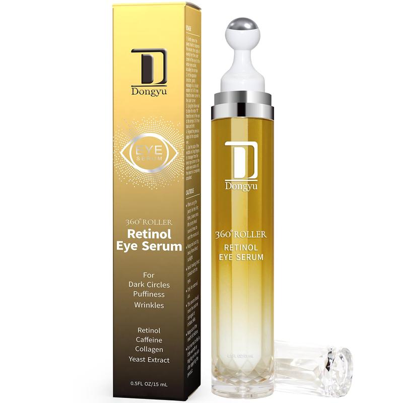 Dongyu Retinol Eye Serum 360¡ã Roller: Cream with Massage Ball - Caffeine and Yeast Under Roller Anti Aging for Dark Circles Puffiness Bags- Reduce Wrinkles Fine Lines Comfort Skin Care