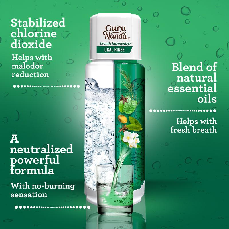 GuruNanda Dual Barrel Breath Harmonizer Mouthwash- Wild Mint - 20 oz