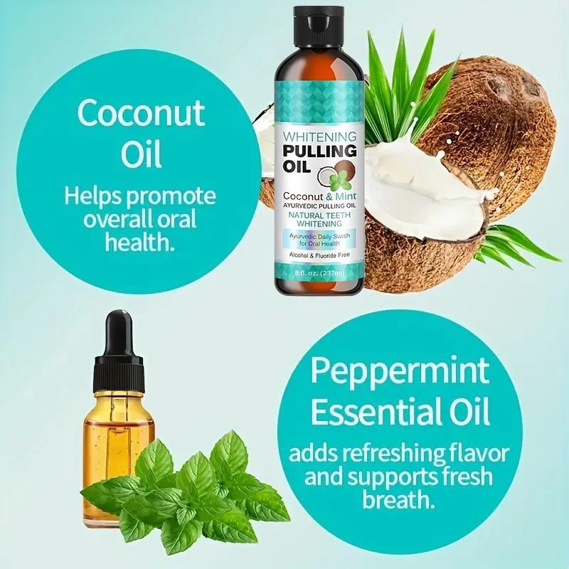 Summer Gifts, Comfort Coconut & Mint Essential Oil, Natural Teeth Oil Mouthwash, Oral Health, Fresh Breath, Clean and Care Gum