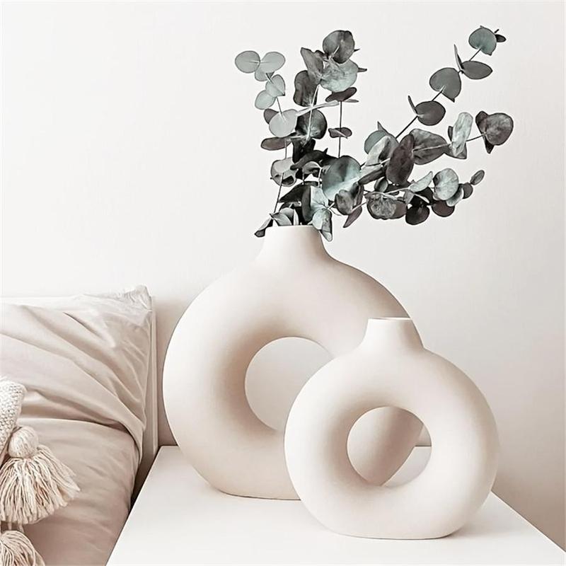 Ceramic Vase without Flower, 1/2/3 Counts/set Modern Round Shaped Vase, Home Decor Supplies for Living Room Bedroom Dining Room, Bedroom Decorative Accessories, Fall Decor