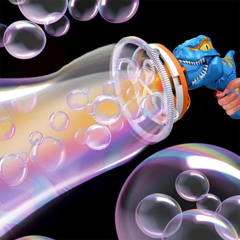 Dinosaur Design Bubble Machine Kids Toys, 1 Set 4-hole Bubble Blower Toy, Bubble Maker Toy with Color Box Packaged and 10pcs Bubble Solution, Requires 3 Aa Batteries, Summer Gift Toys for Kids