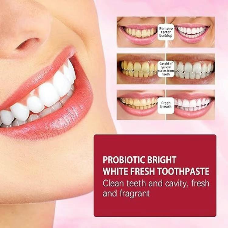 SP-7 Probiotic Toothpaste EnhancedFormula Balances The OralMicrobiome, Removes Stains, AndProvides Long-lasting Fresh Breath.