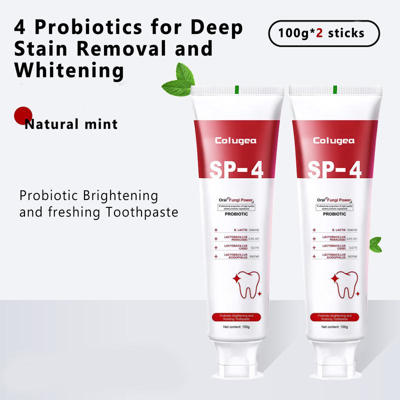 SP4-Probiotic Enhanced Teeth WhiteningToothpaste-Gentle on Gums, Removes Stains &Prevents Sensitivity-100g(3.52740z)