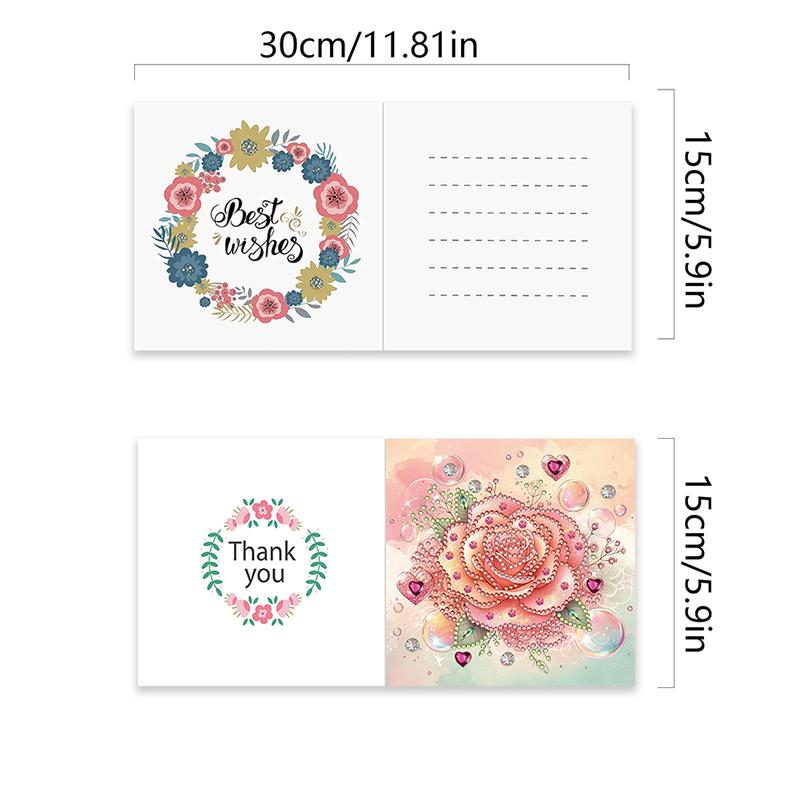 6Pcs Love Rose DIY Diamond Painting Greeting Card 5D Drill Painting Card Kit