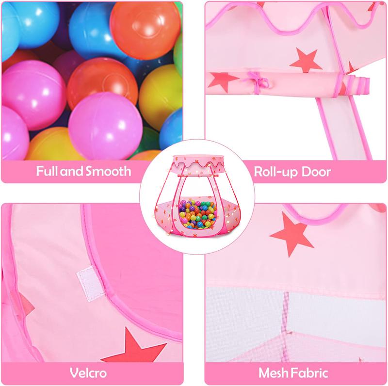 kids Ball Pit Toys for girls and boys Kids Play Tent with 50 Balls Birthday Gift Indoor Outdoor