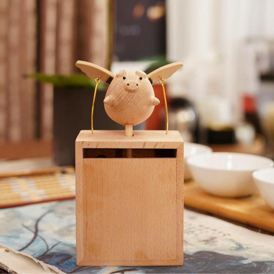 BAI GU UNCLE  Handmade Self-healing Wooden Mechanical Flying Pig Creative Christmas or Birthday Gift New House Decoration Supplies£¨version 2)