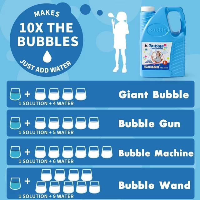 Bubble Concentrated Solution, 1 L/ 33.8 OZ Bubble Refill Solution Up to 2.5 Gallon for Kids Bubble Machine, Giant Bubble Wand, Bubble Gun Blower