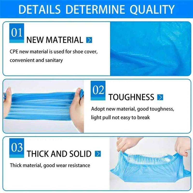 100pcs Disposable Shoe Cover, Non-slip Waterproof Dustproof Elastic Shoe Cover, Disposable Plastic Shoe Cover For Outddoor