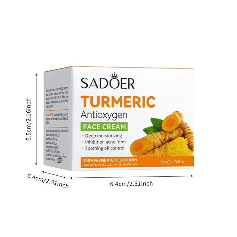 SADOER Turmeric Skincare Cream, Moisturizing Face Cream, Turmeric Facial Lotion, Skin Radiant Improving Facial Cream, Gentle Skincare Face Lotion for Women and Men, Face Care Products, Hydrating Skin Care Products