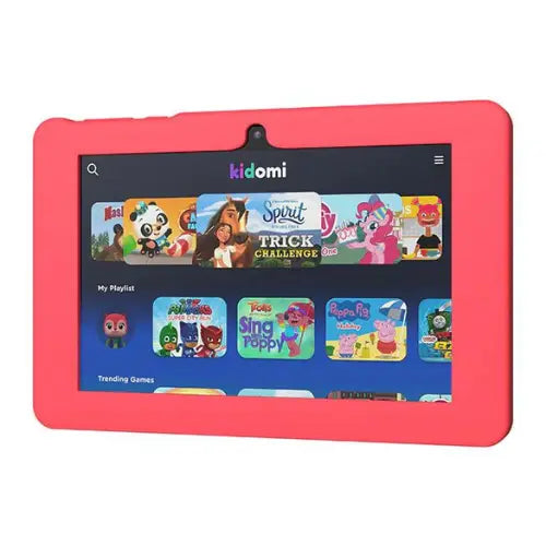 RCA 8" HD Kids Tablet with Kidomi App, Shock-Resistant Gel Case - Red